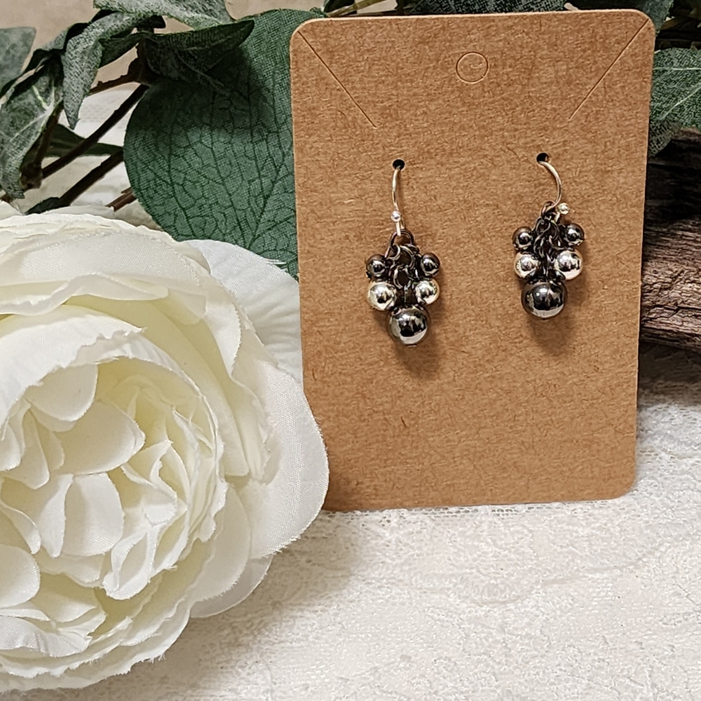 Elegant Silver Toned Cluster Dangle Drop Hook Earrings